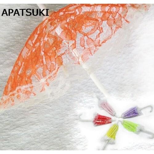 2pcs/lot Doll Accessories Handmade Umbrella Dolls Plastic Lace Umbrella For Barbie Doll Decoration Girl Birthday Christmas Gift