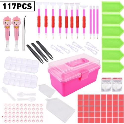 117Pcs/set Handmade Diamond Painting Tools Accessories DIY Diamond Painting Cross Stitch Embroidery Pen Tweezers Tools