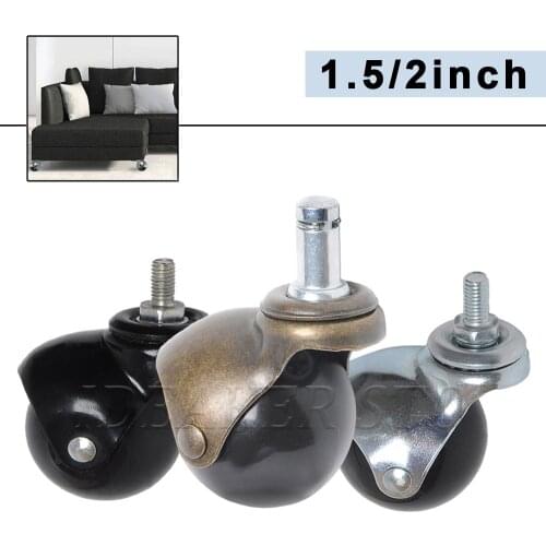 1.5/2 Inch 360 Degree Swivel Office Chair Caster Wheels Ball Universal Wheel Caster PP Wheels For Office Furniture 4/1PCS