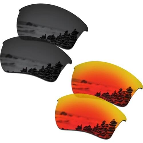 SmartVLT 2 Pairs Polarized Sunglasses Replacement Lenses for Oakley Half Jacket 2.0 XL Stealth Black and Fire Red