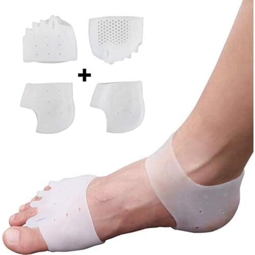 4 Pcs Hammer Toe Straightener Plantar Fasciitis Treatment Gel-Bunion Overlapping Toe Hallux Valgux Cracked Heel Pain Relief Sock