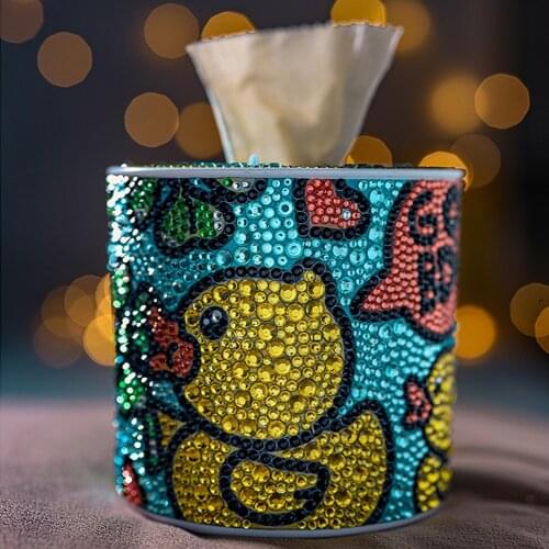 5D Diamond Painting Roll Cylinder Tissue Box DIY Handmade Animal Cartoon Diamond Mosaic Rhinestones Storage Box Home Decor