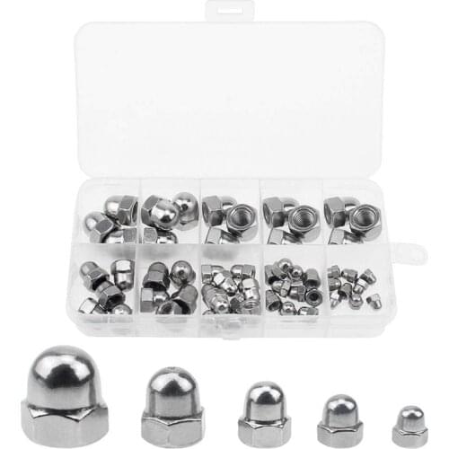 95Pcs Dome Hex Cap Nut Bolt M3/M4/M5/M6/M8 Stainless Steel Nuts Lock Nuts Round Fastening Nut Hexagon Domed Cap Nut