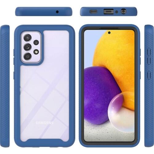 Shock Absorption Bumper + Rugged Clear Back Shell Phone Case for Samsung Galaxy A72 4G/5G Transperant Cover Case