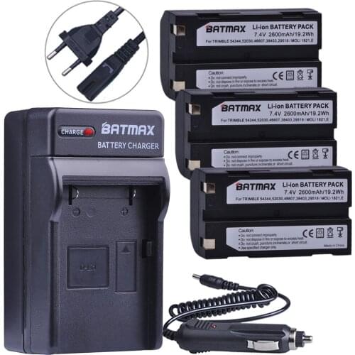 Batmax 3PC 2600mAh Battery+Charger for Trimble 54344,29518,46607,52030,38403,R8,5700,5800, R6, R7, R8, R8 GNSS GPS Receiver