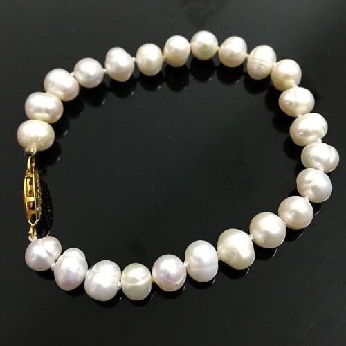 Charms natural freshwater cultured white pearl 7-8,8-9mm fashion bracelets for women gift jewelry 7.5inch B1521