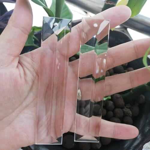 Camal 2pcs 100mm/3.9inch Triangle Strip Crystal Pendant Prism Lamp Lighting Hanging Chandelier Suncatcher Wedding Party Parts