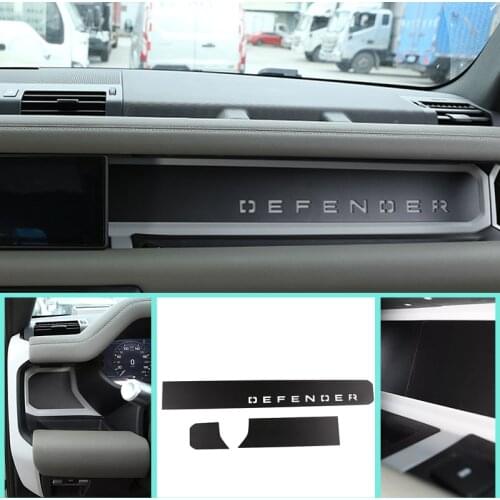 For Land Rover Defender 110 2020-2022 Car dashboard decorative panel Defender Logo panel Stickers Aluminum Black Car Accessories