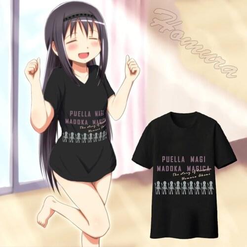 Puella Magi Madoka Magica Akemi Homura Black t-shirt Anime Men tshirt Cotton Short sleeve Tees Tops
