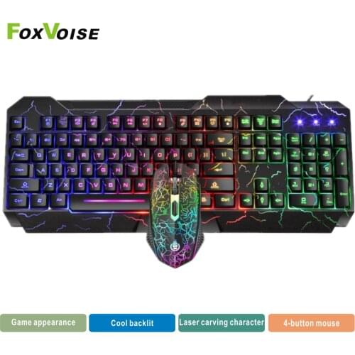 RGB Backlit Gaming Keyboard Mouse LED Luminous USB Wired Keypad MultiMedia Mouse And Keyboard Combos For PC Computer Gamer Kit
