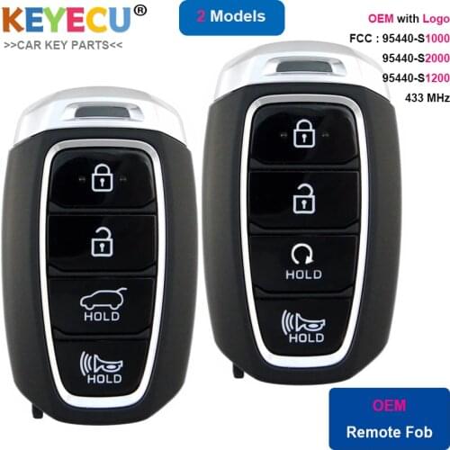 KEYECU Smart Remote Car Key Fob 4 Button 433MHz for Hyundai Santa Fe 2018 2019 20 21 P/N: 95440-S2000 S1000 S1200 - TQ8-FOB-4F19