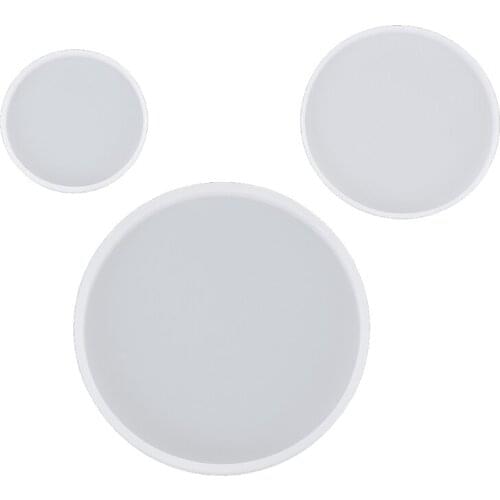 3Pcs Round Tray Coaster Epoxy Resin Mold Cup Mat Mug Pad Crafts Silicone Mould X4YA