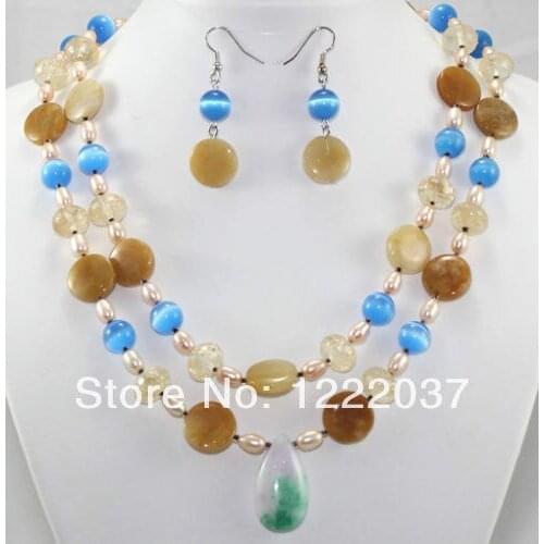Beautiful pearl Natural stone earrings necklace set