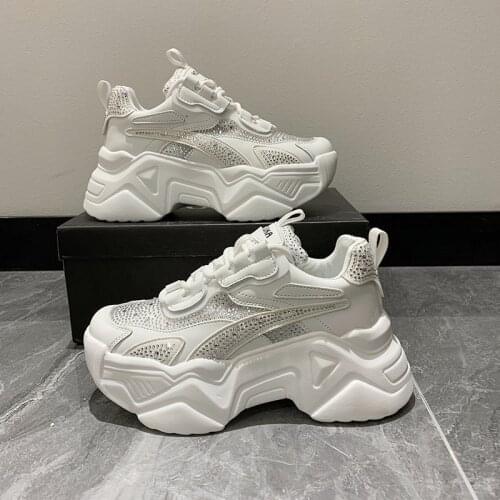 Luxury Sneakers Women Designer Platform Shoes Fashion Glittering High Heel Mesh Ladies Trainer Zapatillas Mujer Sneakers Woman