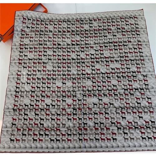 90cm Steed war horse Horses Square Scarf Twill Silk Hand Rolled Hem Women Hijab Scarf Foulard Shawl Brand Design Head Scarves