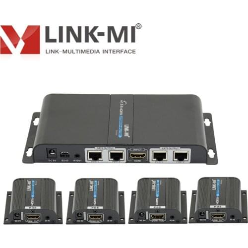 LINK-MI 60M HDMI Extender Splitter 1x4 displays over single CAT6/6a/7 supports IR passback,EDID POE 1920x1080@60Hz