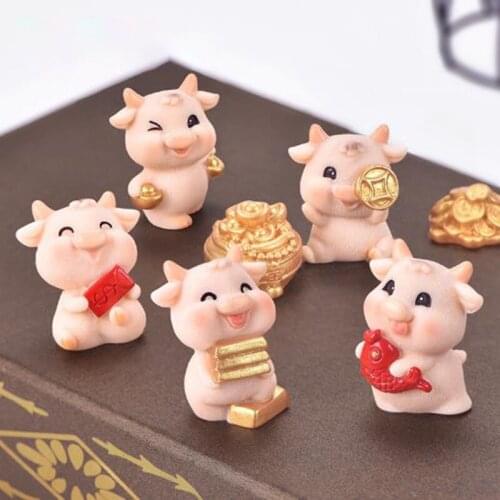 Mini Cute Cow Animals Ornaments Micro Garden Figurines Home Decor DIY Crafts Gifts Fairy Garden Decoration Accessories