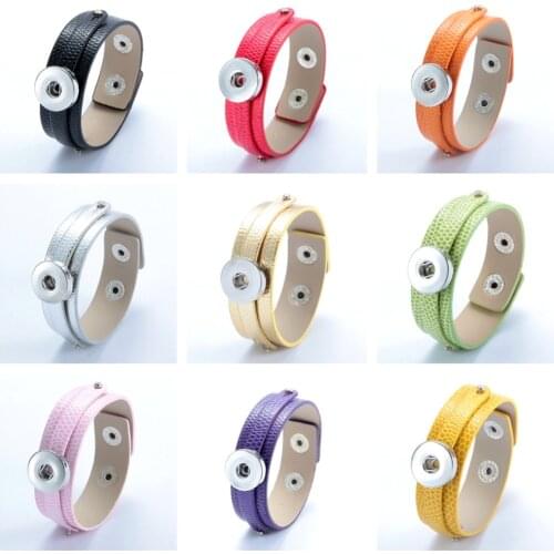 Fashion SE0003 Colorful DIY Leather Trendy snap Bracelets Best-selling Bangles fit 18MM snap buttons jewelry wholesale