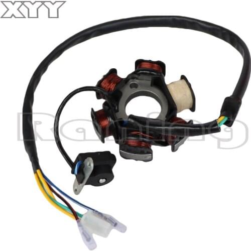 Motorcycle 6 Poles 5 Wires Half-Wave Ignition Magneto Stator for GY6 50cc 70cc 90cc 110cc 125cc ATV Quad Pocket Bike