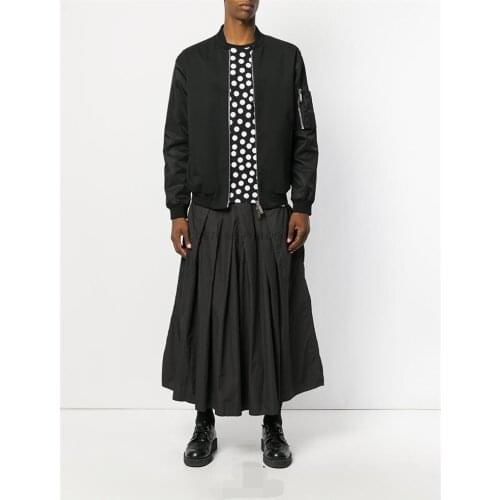 Mens new large size loose casual hair stylist style fashion personality folding culottes wide leg pants stage performance suit