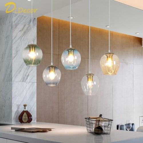 Nordic LED Glass Pendant Lights Lighting Dining Room Living Room Bedroom Bedside Pendant Lamp Modern Indoor Decor Hanging Lamps