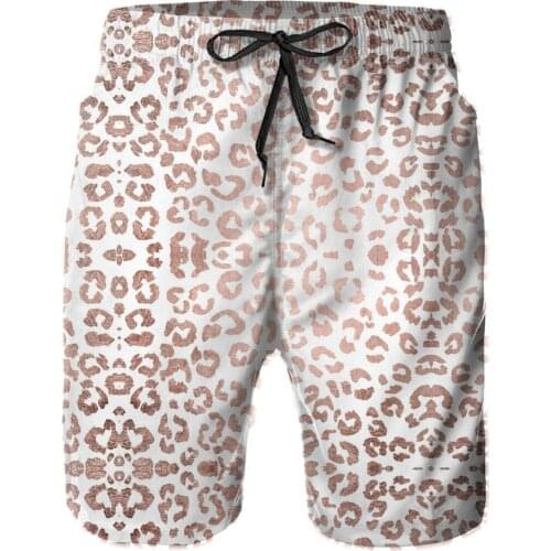 Hawaii Pants Beach R92 Breathable Quick Dry Humor GraphicLoose Luxurious Hand Drawn Rose Gold Leopard Print