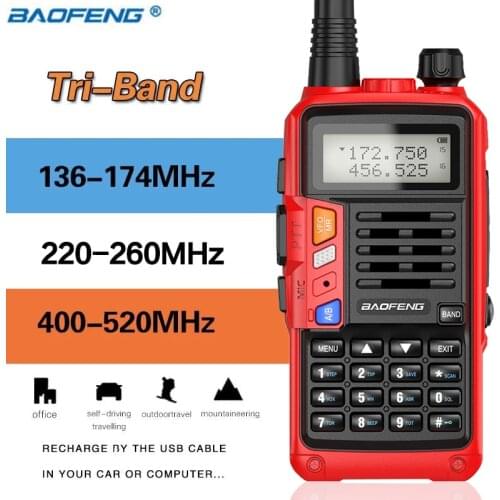 2021 Baofeng UV-S9 PLUS Tri-Band Dual Antenna Walkie Talkie VHF 136-174Mhz/220-260Mhz&UHF 400-520Mhz Ham Radio Transceiver UV5R