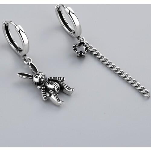 XIYANIKE Prevent Allergy 925 Sterling Silver Vintage Earring for Women Asymmetry Rabbit Long Tassels Ear Jewelry Party Gift