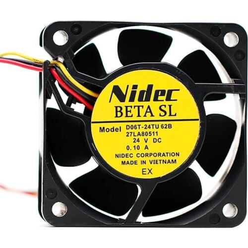 Nidec D06T-24TU 62B 27LA80511 Server Cooling Fan DC 24V 0.10A 60x60x25mm 3-wire