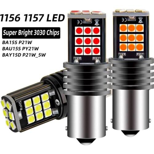 2x Signal Lamp 1156 LED Ba15s P21w PY21W Auto Turn Signal Light 3030SMD 1157 Bay15d LED Reverse Brake Lights White Red Yellow