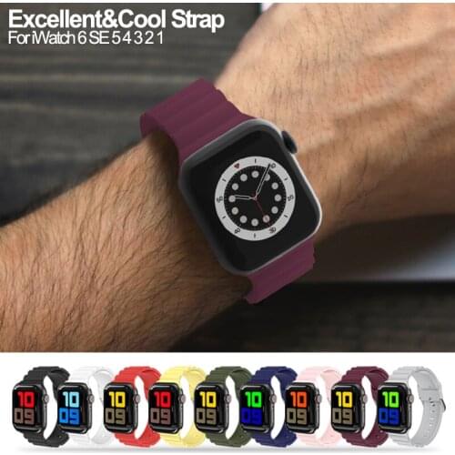 Quality Wave Pattern Silicone Strap For Apple Watch 6 5 4 3 SE band 40mm 44mm smartwatch wristband For iWatch serie 38mm 42mm