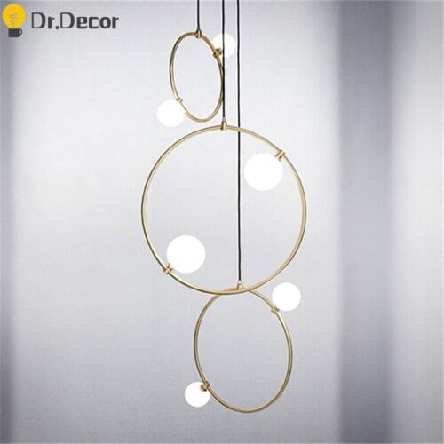 Nordic Home Decor Ring Glass Pendant Lights Modern Living Room Bedroom Luxury Pendent Lamp Kitchen Hanging Lamps Light Fixture