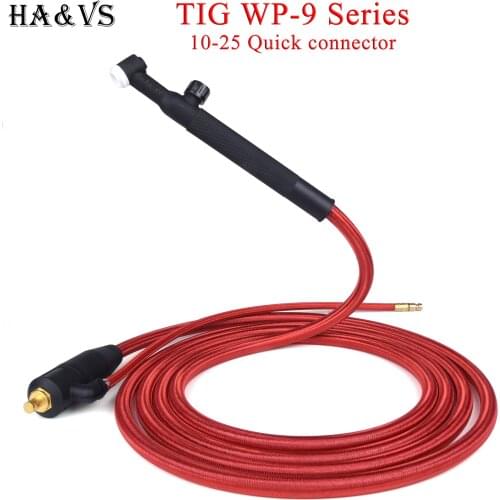 WP9 WP 9F 9FV TIG Welding Torch Quick Connector Gas-Electric Integrated Rubber Hose Cable Wires 4M 10-25 Euro Connector 13Ft