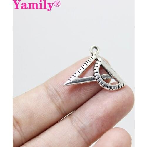 Yamily 20pcs/20*21mm Protractor triangle ruler maths charms antique silver tone triangle Charm Pendant DIY Jewelry Making