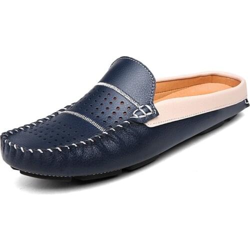 Loafers Men Breathable Casual Shoes Classic Slip on Sneakers Male Summer Driving Shoes for Men Half Slipper Hole Handmade Shoes