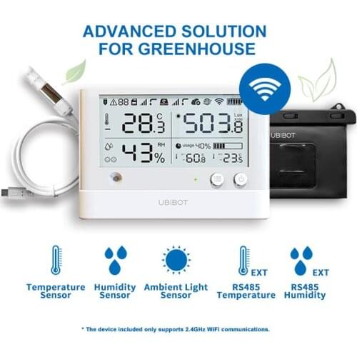 UbiBot WS1 Pro WiFi SIM Bundle Wireless Sensor Device For Greenhouse 7/24 Online Temperature Humidity Monitor Outdoor Alert