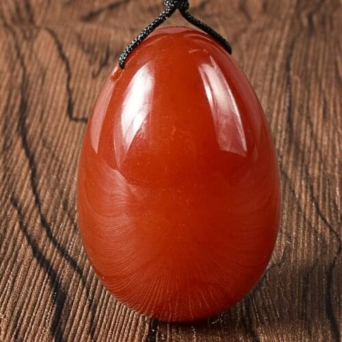 Love Jade Egg Drilled Natural 45*30 Red Agate Egg Crystal Yoni Egg massage for Kegel Exercise Jade Eggs for Women Health Care