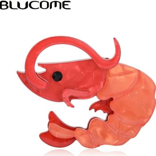 Blucome kawaii Acrylic Lobster Shape Brooches Women Child DIY Handmade Animal Brooch Gifts Sweater Scarf Buckle Hijab Pins Joias