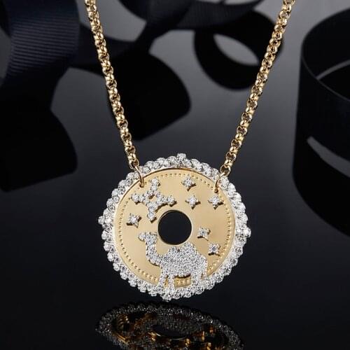 SLJELY High Quality 925 Sterling Silver Coin SOLEIL Pendant Necklace with Animal Camel Star Pattern Zircon Women Fine Jewelry