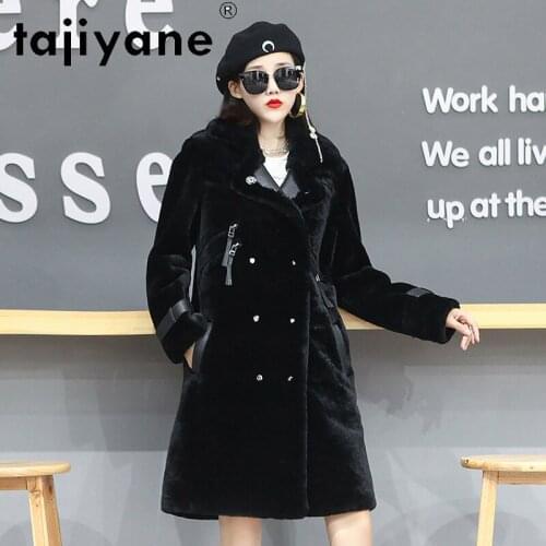 Real Coat Fur Womens Winter Jackets Genuine Sheepskin Jackets Woman 100% Wool Coats Female Long Cloth Casaco TN1737