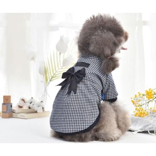 Winter Dog Clothes Warm Coat for Small Medium Dogs Clothing Pet Outfits Cute Plaid Bow Coat Thicken Jacket Puppy Chihuahua