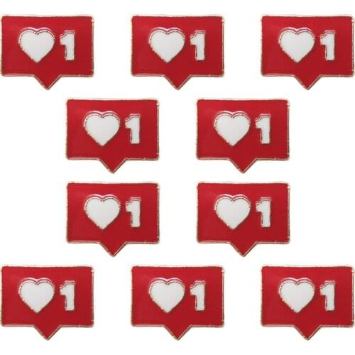 10Pcs Creative Heart Brooch Red Lapel Pins For Backpacks Metal Badge Denim Enamel Pin Jewelry Gift