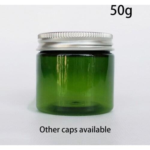 10pcs Empty 50g Green Plastic Jar Cosmetic Cream Container Sugar Spice Tea Pill Travel Packaging Small Bottle Free Shipping