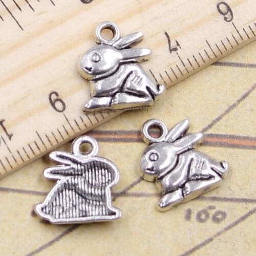 20pcs Charms Lovely Rabbit 14x13mm Tibetan Silver Color Pendants Antique Jewelry Making DIY Handmade Craft Pendant
