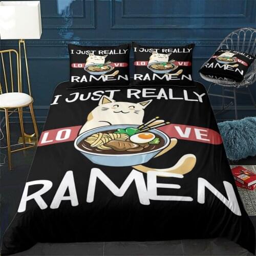 I Really Love Ramen Kawaii Duvet Cover Comfortable Quilt Home Decora Design Universal Bedding Set Bedclothes+Pillowcase 3pcs