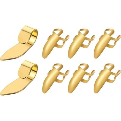 8Pcs Guitar Thumb Finger Picks Stainless Steel Guitar Picks with Plastic Case for Electric Guitar Bass Ukulele (Gold)