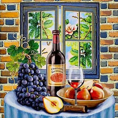 Diamond Mosaic Stitch Wine Diamond Painting Full Square Rhinestones Picture Embroidery Sale Home Decor Gift
