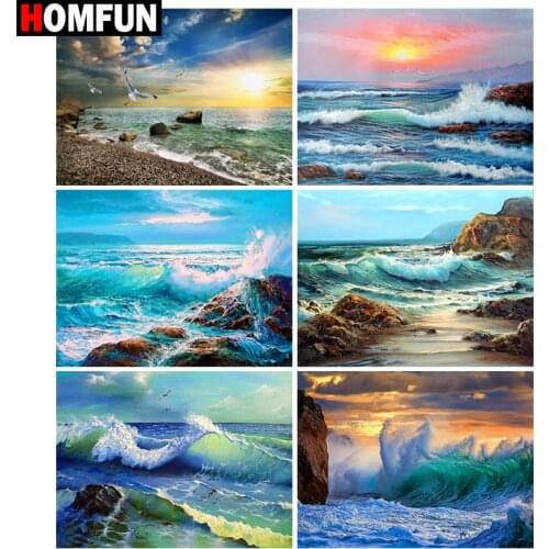 HOMFUN Diamond Painting Full Square/Round Diamond "Sea landscape" Pattern Embroidery Cross Stitch 5D Rhinestone Painting
