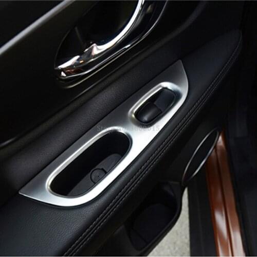 Car Accessories For Nissan X-Trail Rogue 2014 2015 2016 2017 Interior Window Rises Switch Cover Trim Armrest Frame Car Styling