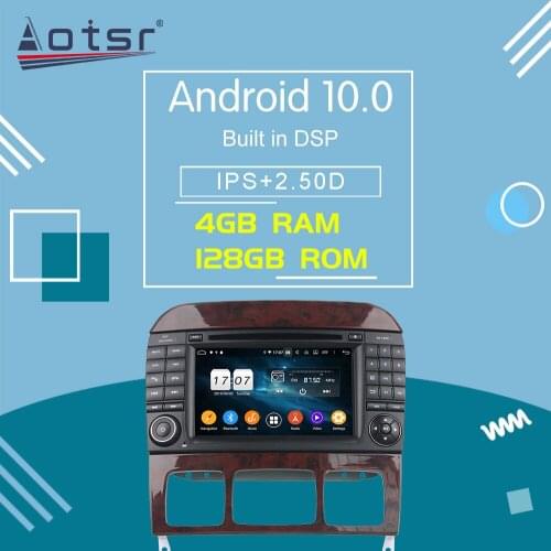 For Mercedes-Benz W220 S280 S320 S350 S400 S43 Android 10 Car GPS Navigation 4+128GB Carplay DSP Multimedia Player Head Unit